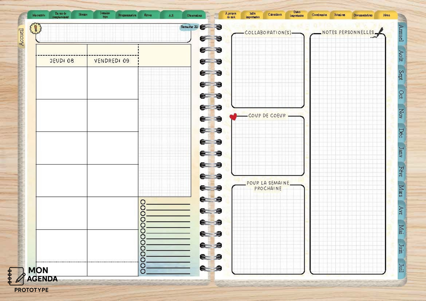 Agenda numérique de l’enseignant Maternelle | Primaire 2025-2026 📱