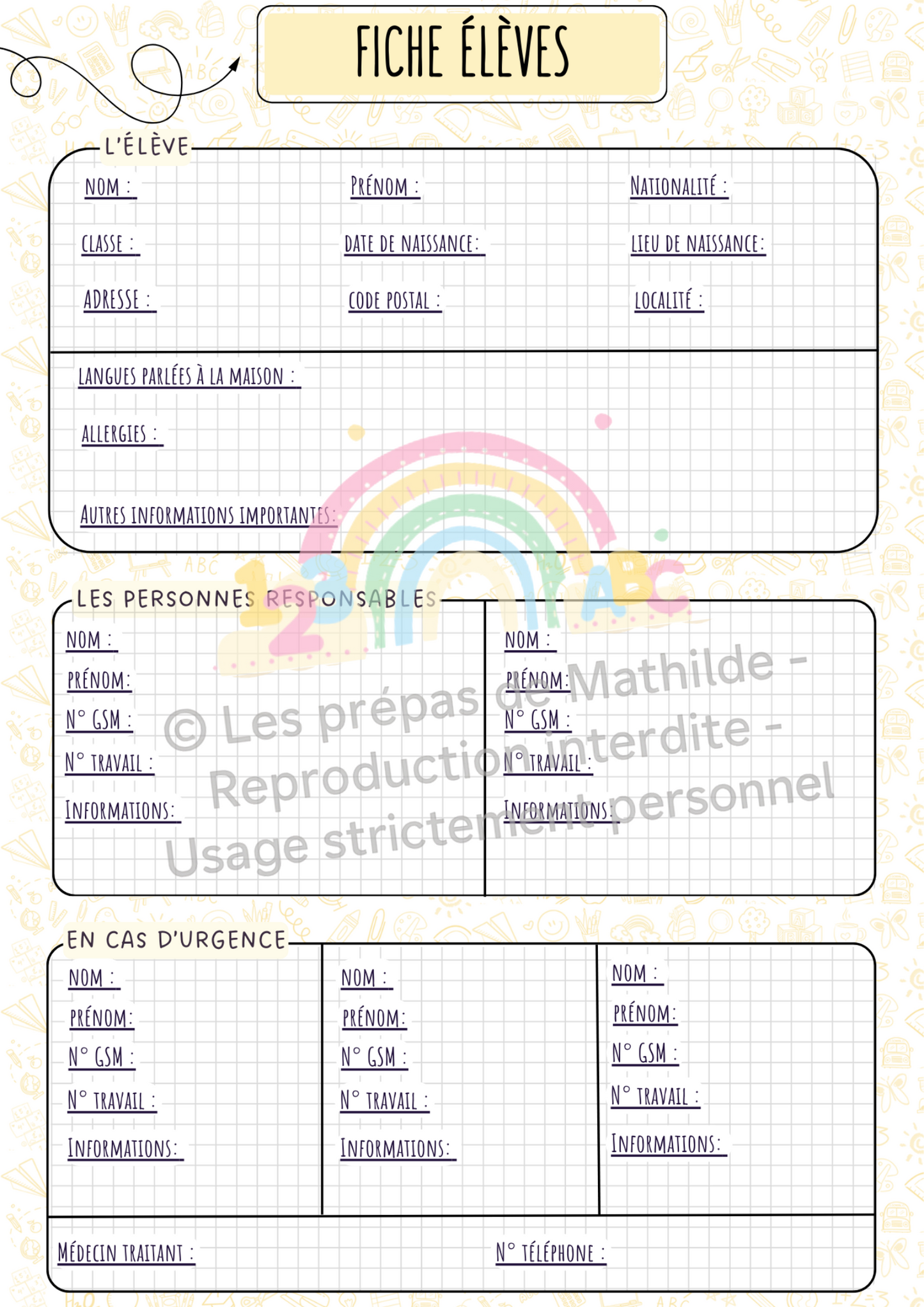 L’Agenda de l’Enseignant 2025-2026: Maternelle | Primaire Farde à anneaux