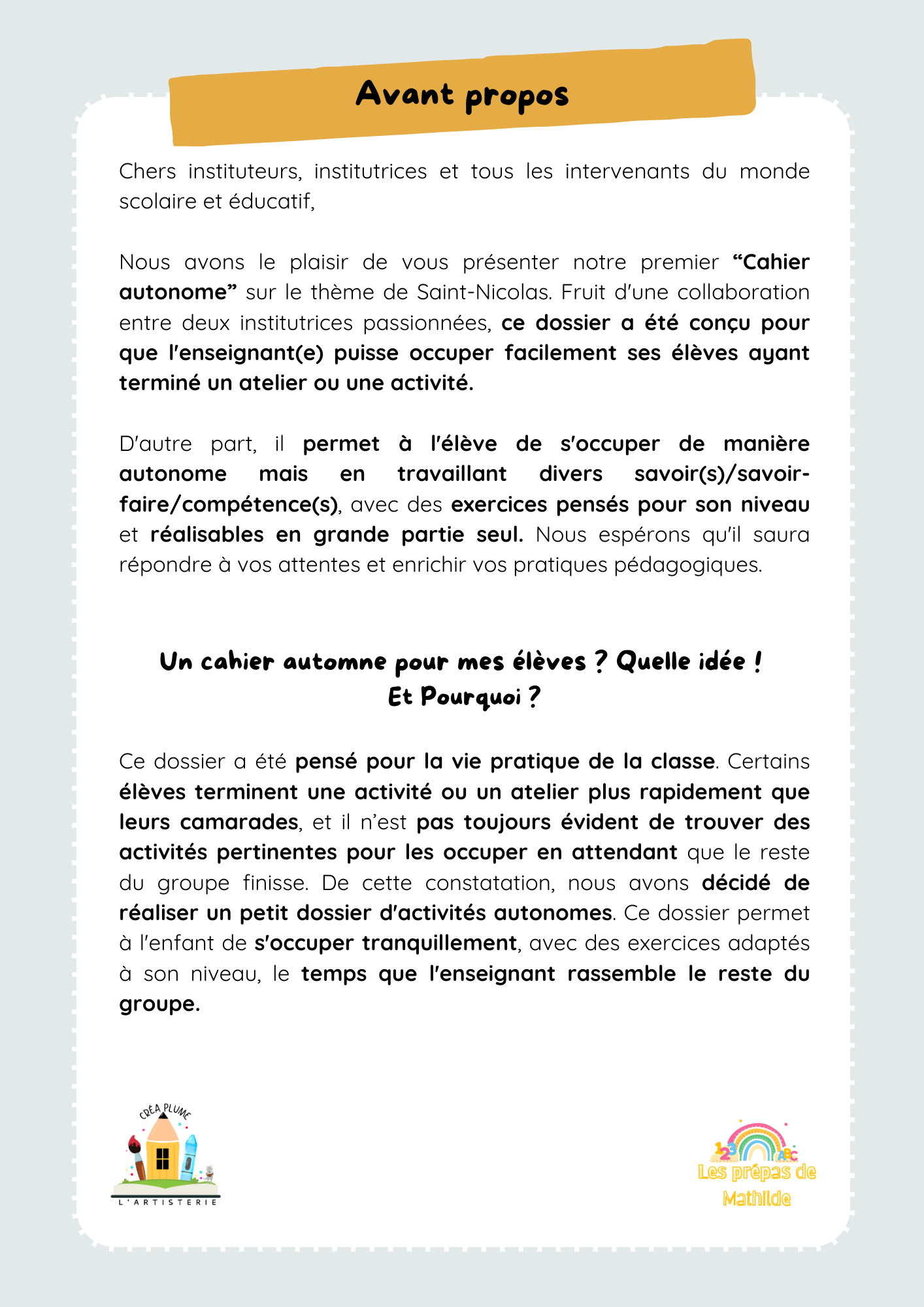Cahiers autonomes : l'Épiphanie/Galette des rois (Accueil, M1, M2,M3)