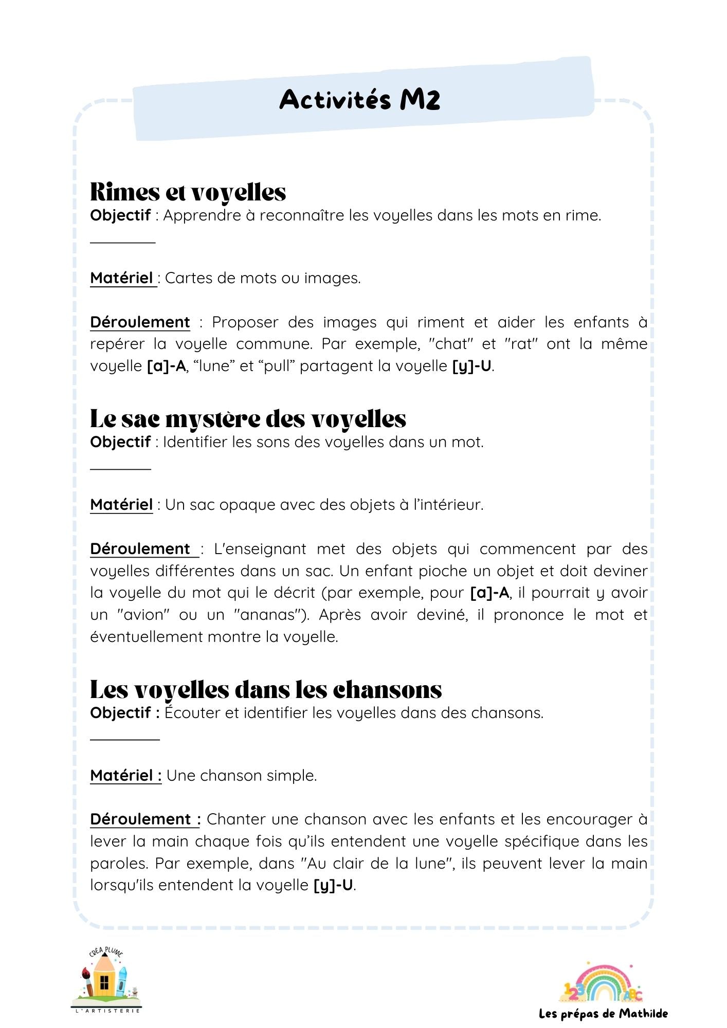 Les voyelles en comptines (69 comptines inédites!) Maternelle & Primaire