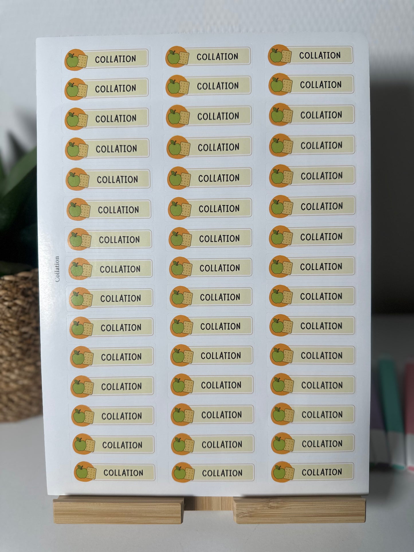 Planche de Stickers maternelle – COLLATION (45 stickers)