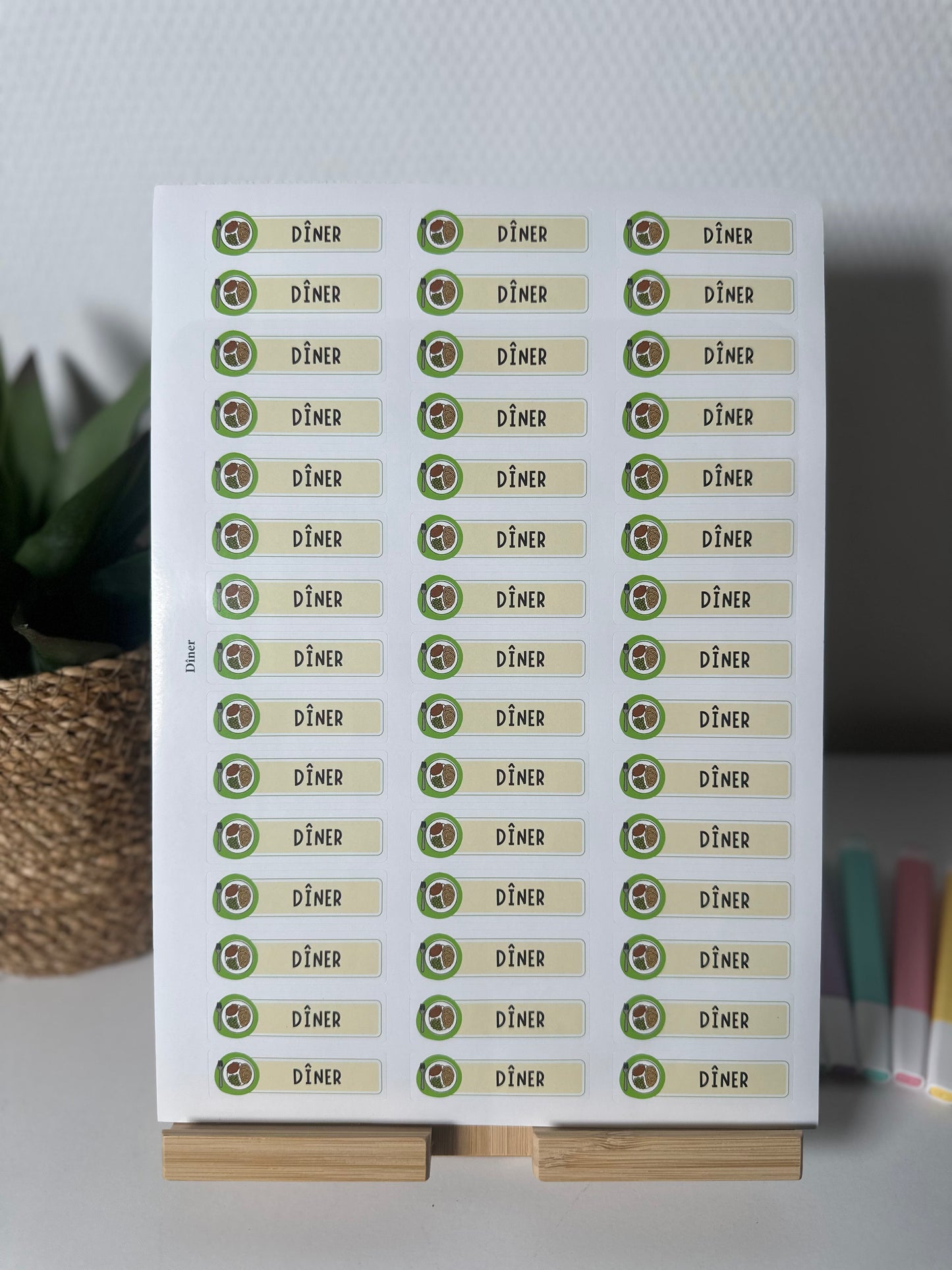Planche de Stickers maternelle – DÎNER (45 stickers)