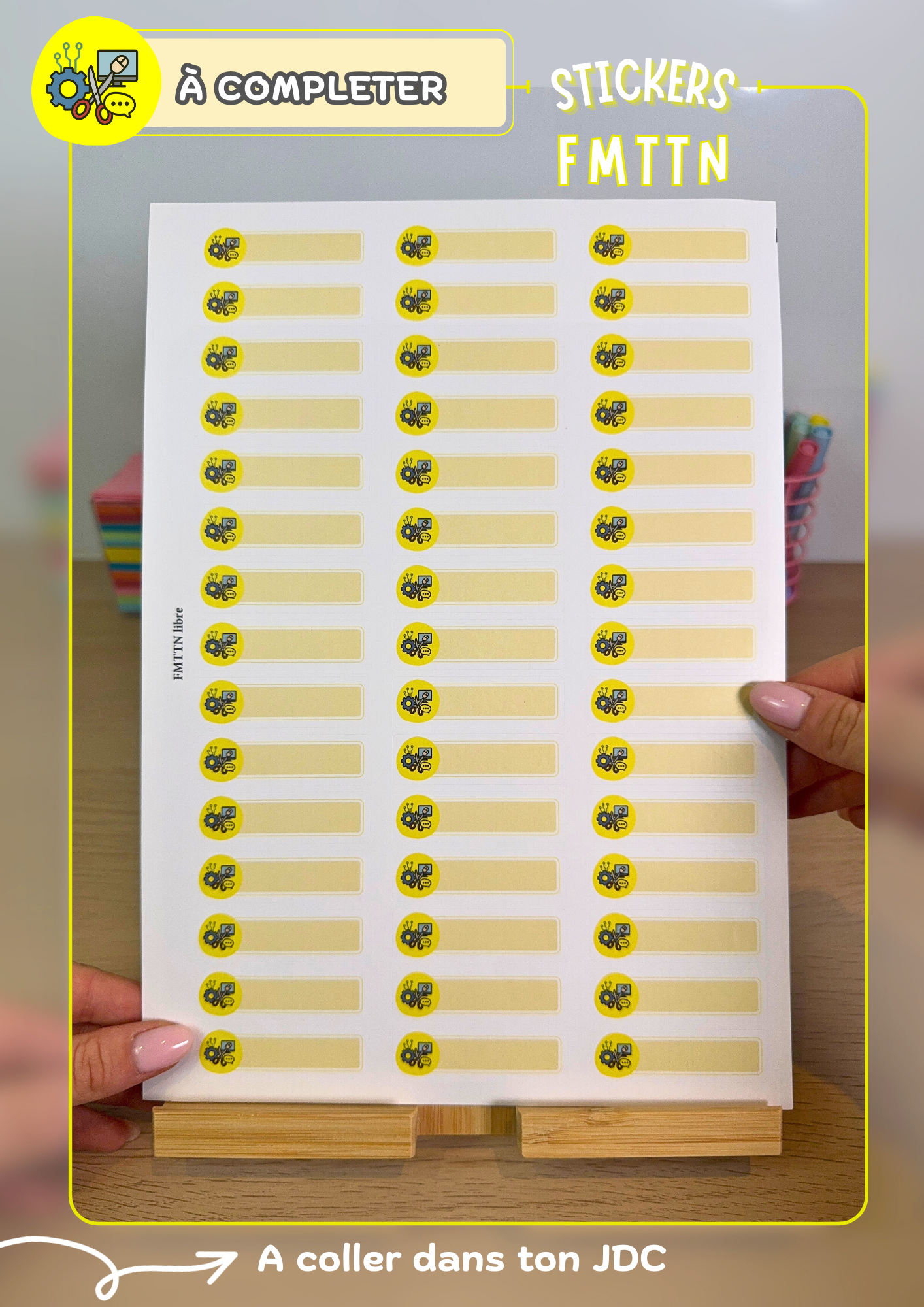 Planche de stickers PERSONNALISABLES "FMTTN" (45 Stickers)