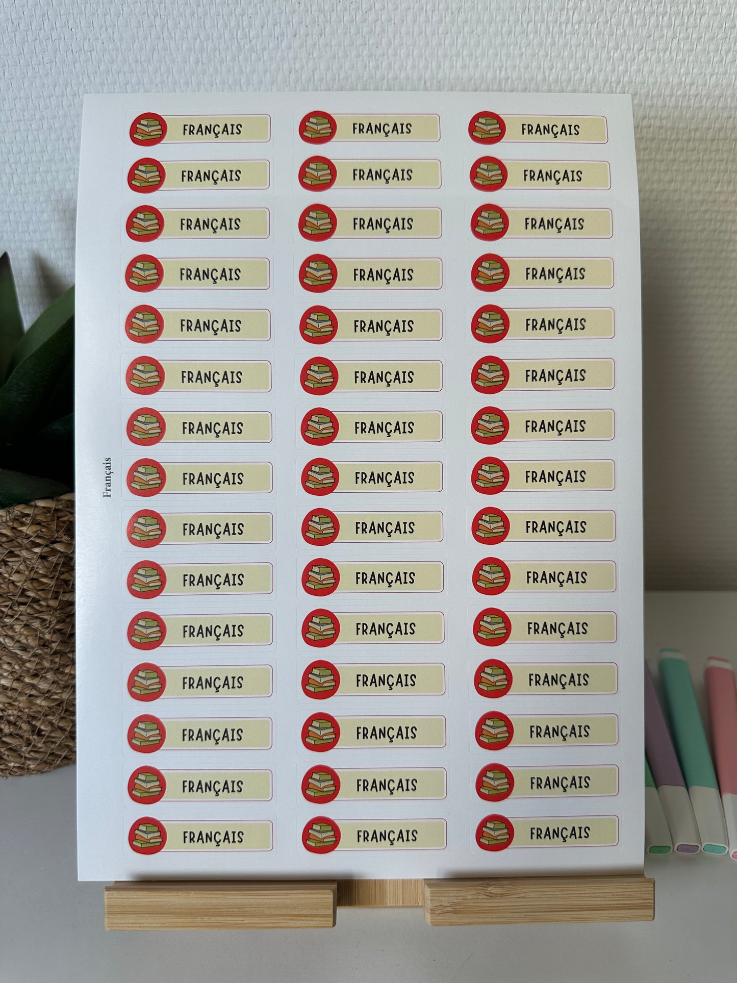 Planche de Stickers primaire – FRANÇAIS (45 stickers)