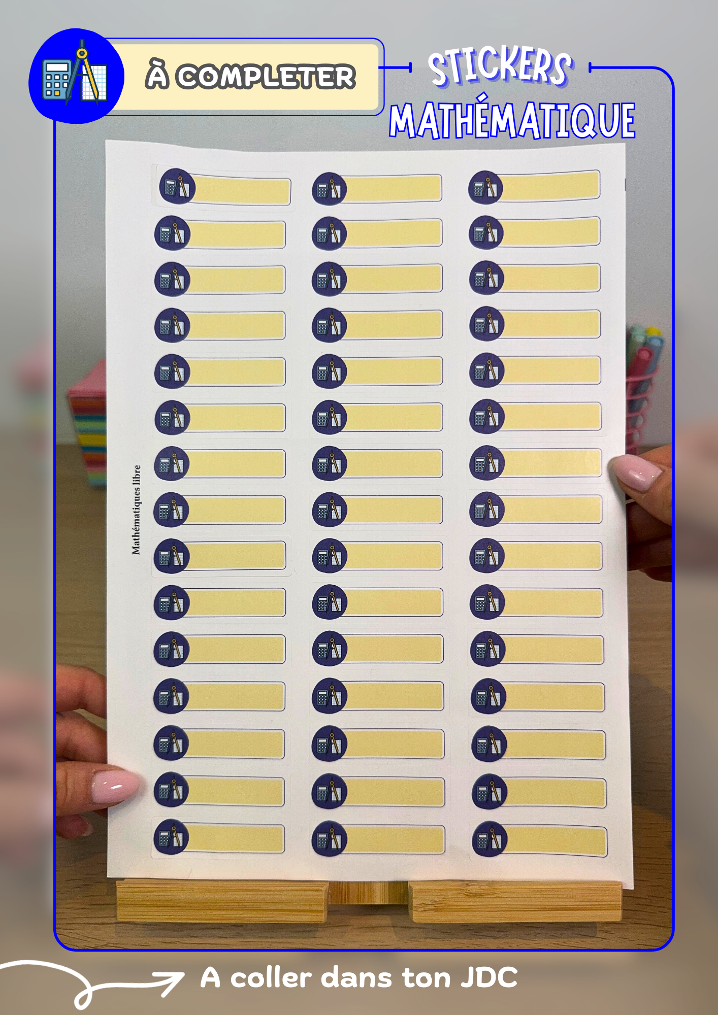 Planche de stickers PERSONNALISABLES "MATHEMATIQUE" (45 Stickers)