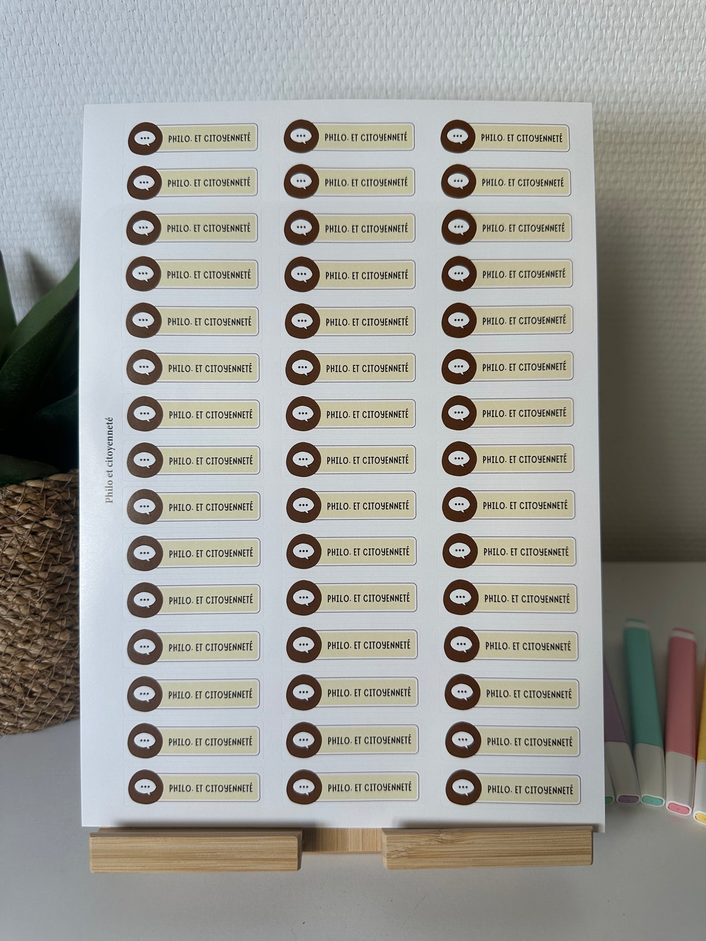 Planche de Stickers primaire – PHILOSOPHIE ET CITOYENNETÉ (45 stickers)