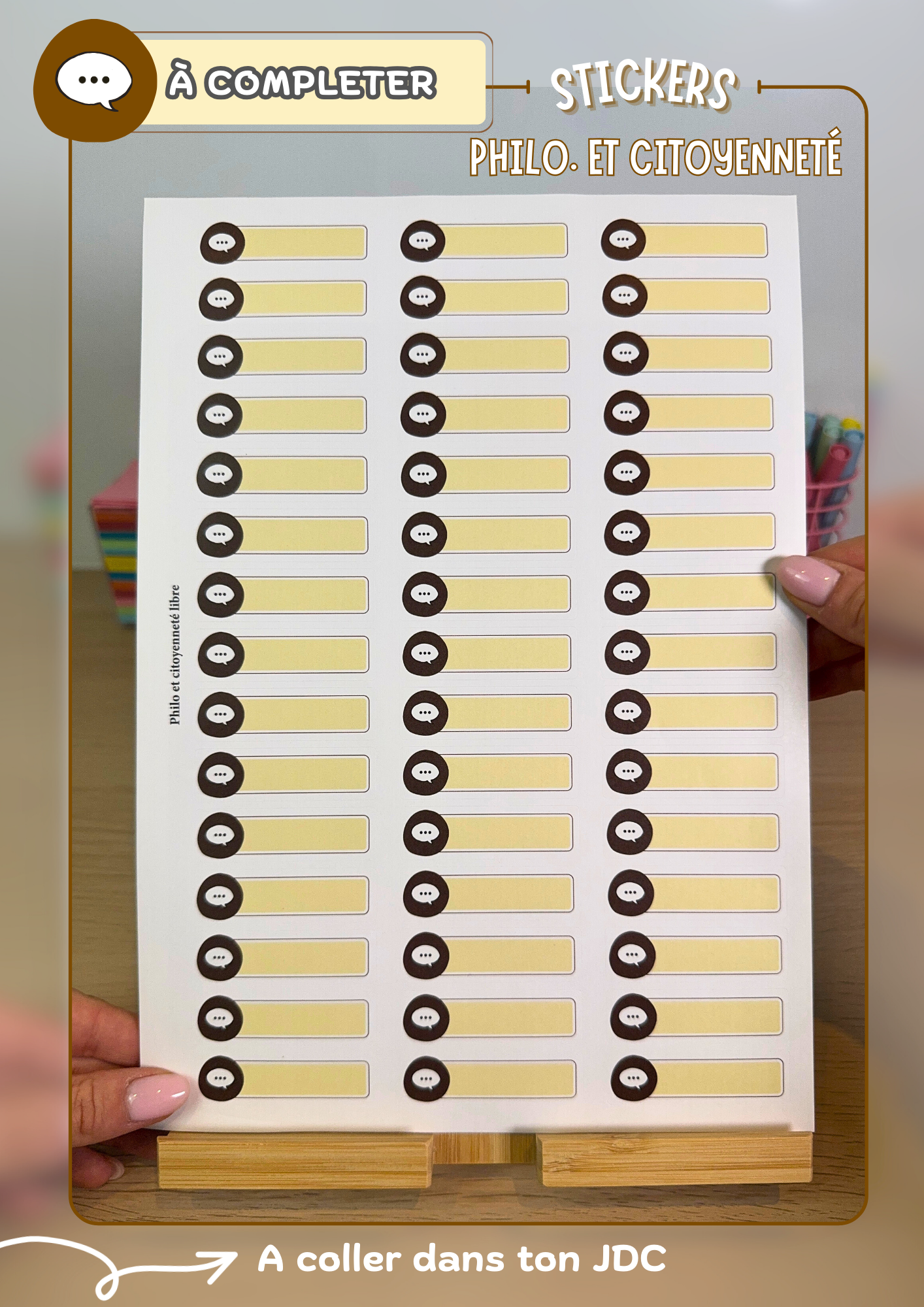 Planche de stickers PERSONNALISABLES "PHILO ET CITOYENNETE" (45 Stickers)