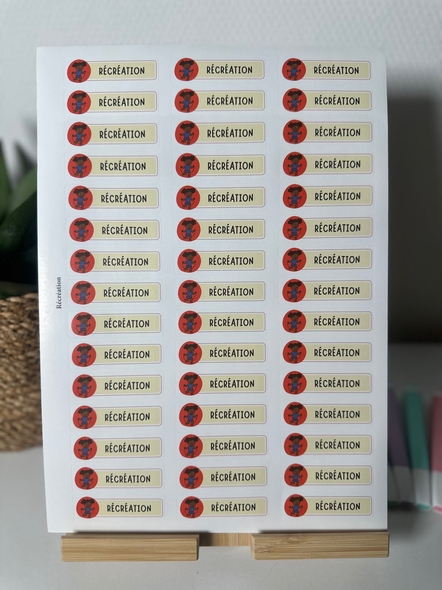 Planche de Stickers maternelle – RÉCRÉATION (45 stickers)