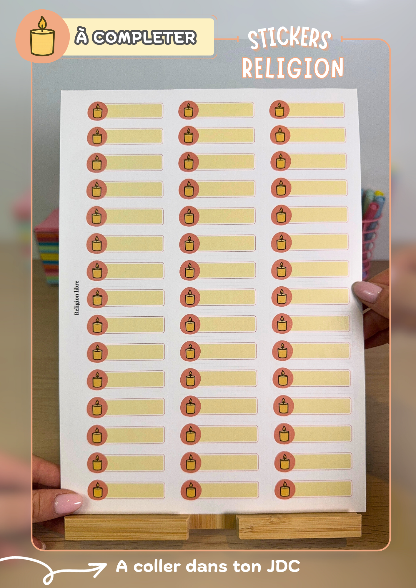 Planche de stickers PERSONNALISABLES "RELIGION" (45 Stickers)