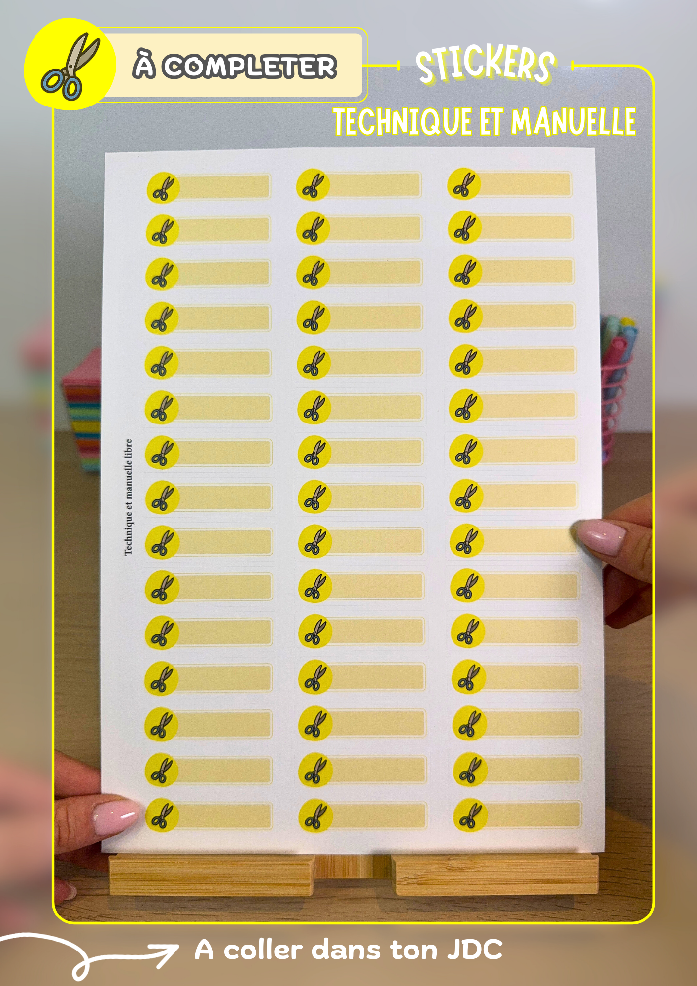 Planche de stickers PERSONNALISABLES "TECHNIQUE ET MANUELLE" (45 Stickers)