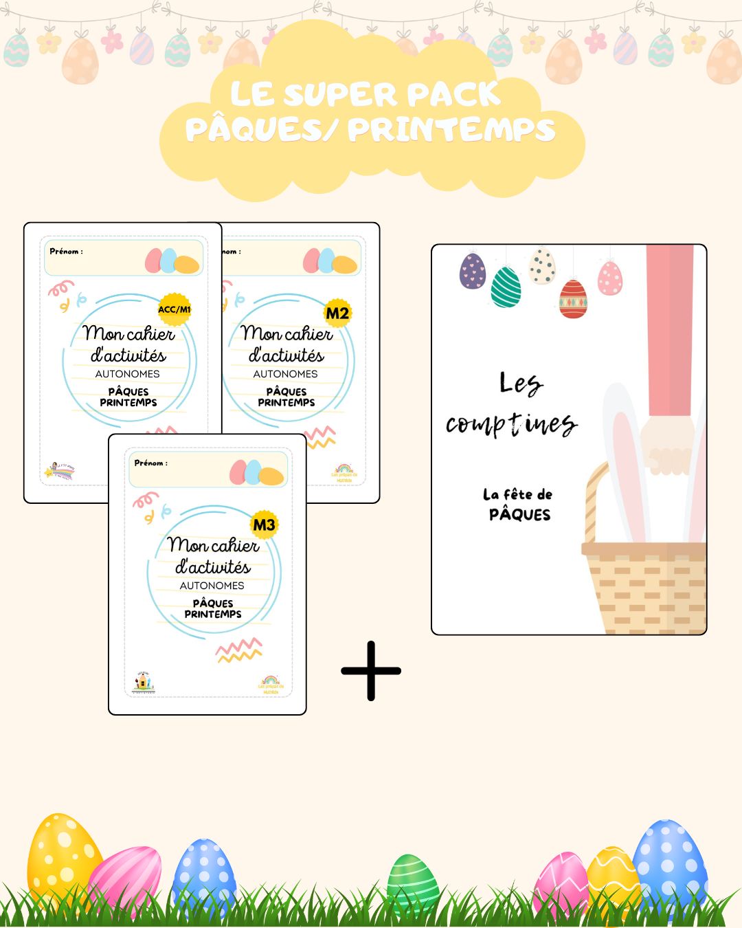 💛🐣 Super Pack Pâques/ Printemps (Comptines + Cahiers autonomes+dossier de manipulation)