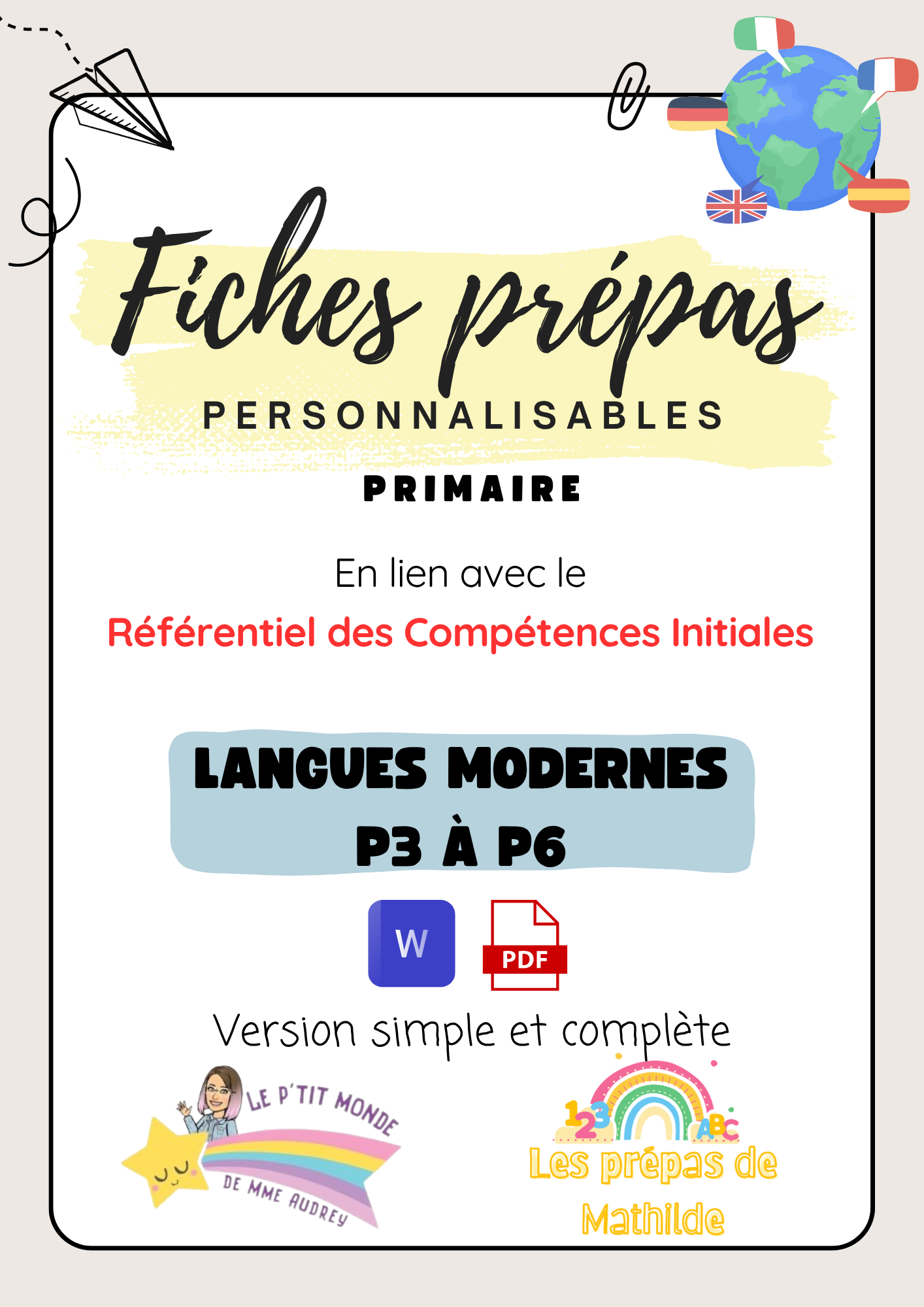 Pack Maîtres spéciaux (P3 à P6) : Langues modernes fiches prépas personnalisables (Référentiel des compétences intiales)