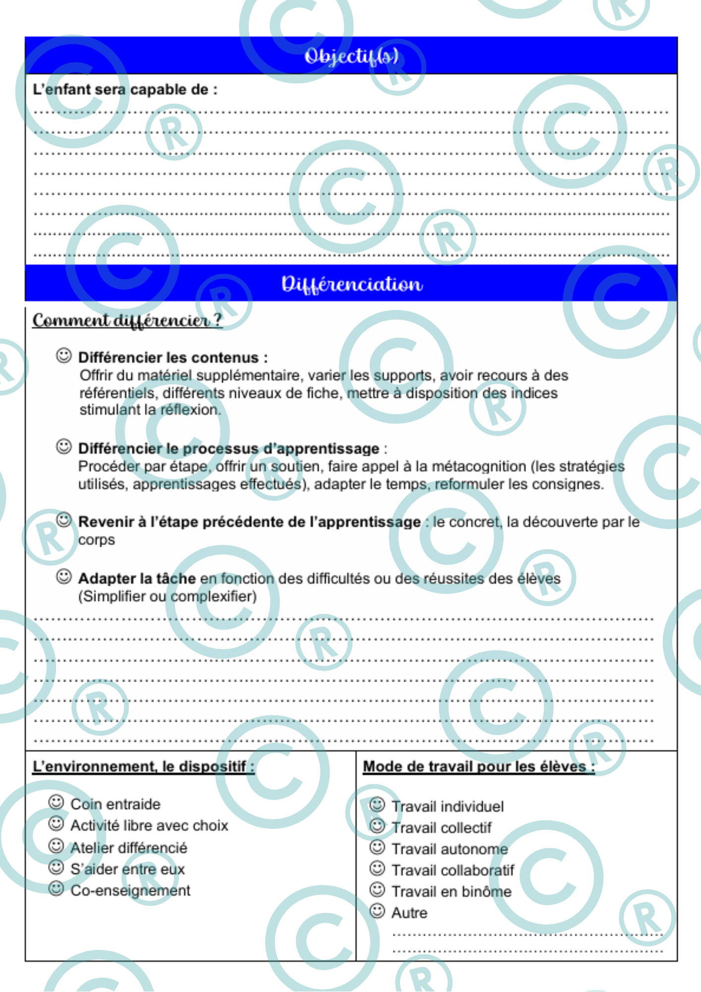 Fiches prépas personnalisables - CECP