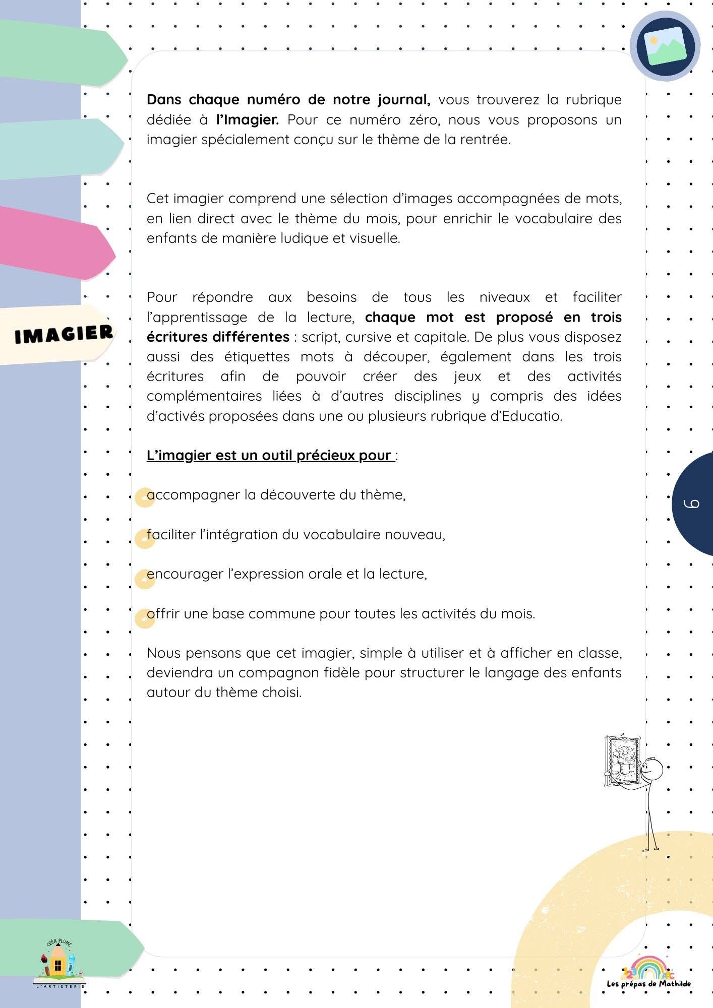 Educatio : l'imagier de la rentrée scolaire (Maternelle / P1-P2)