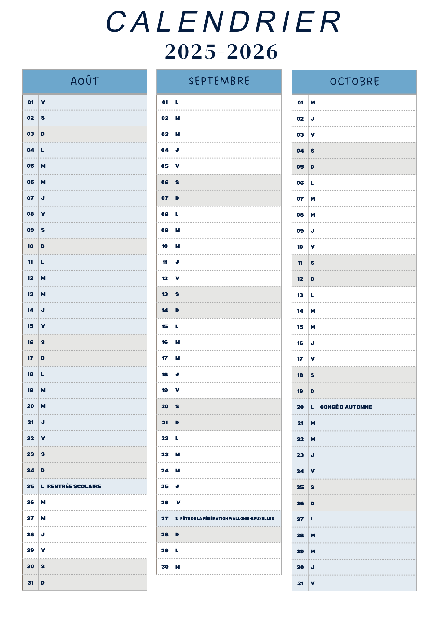 Agenda : secrétariat scolaire 2025/2026 - PDF