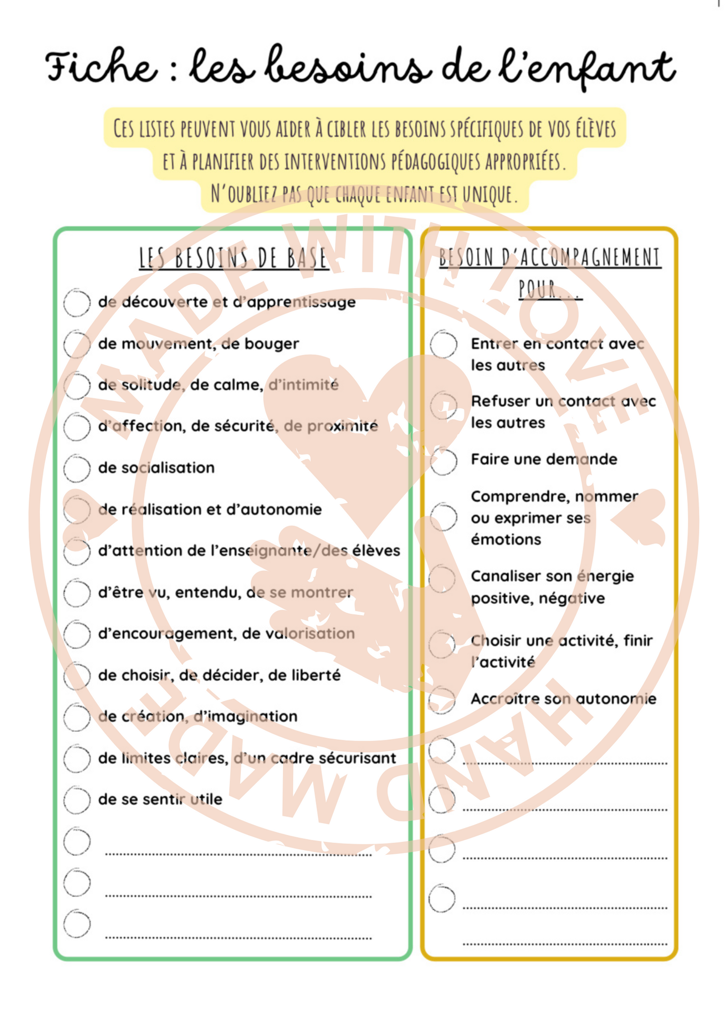 Pack de pages additionnelles pour l'agenda de l'enseignants (BE)