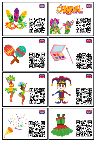 QR codes Eveil aux Langues : le vocabulaire de Carnaval