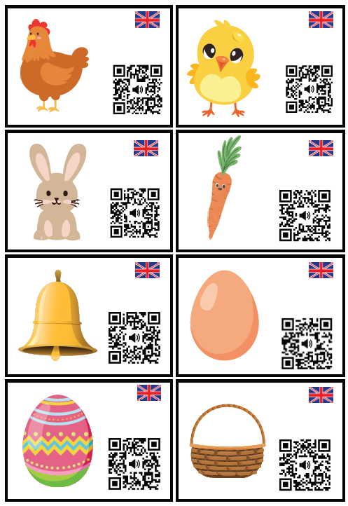 QR codes Eveil aux Langues : le vocabulaire de Pâques & printemps