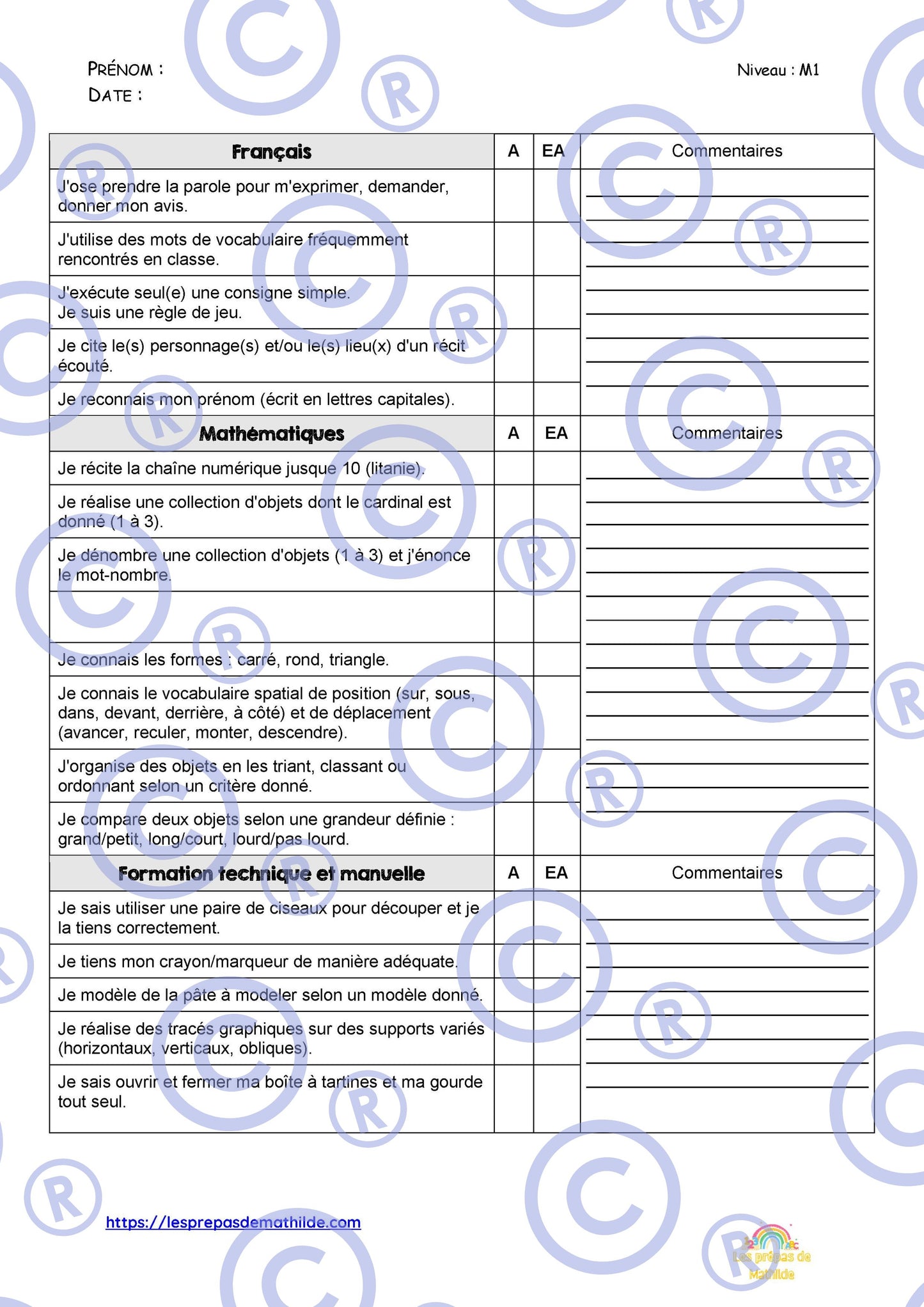 PACK : Les grilles d'observations