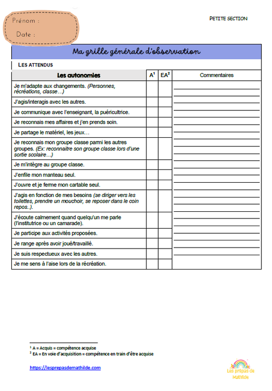 Cahiers Grilles D observations l ves Lesprepasdemathilde cahiers-grilles-d-observations-l-ves-lesprepasdemathilde