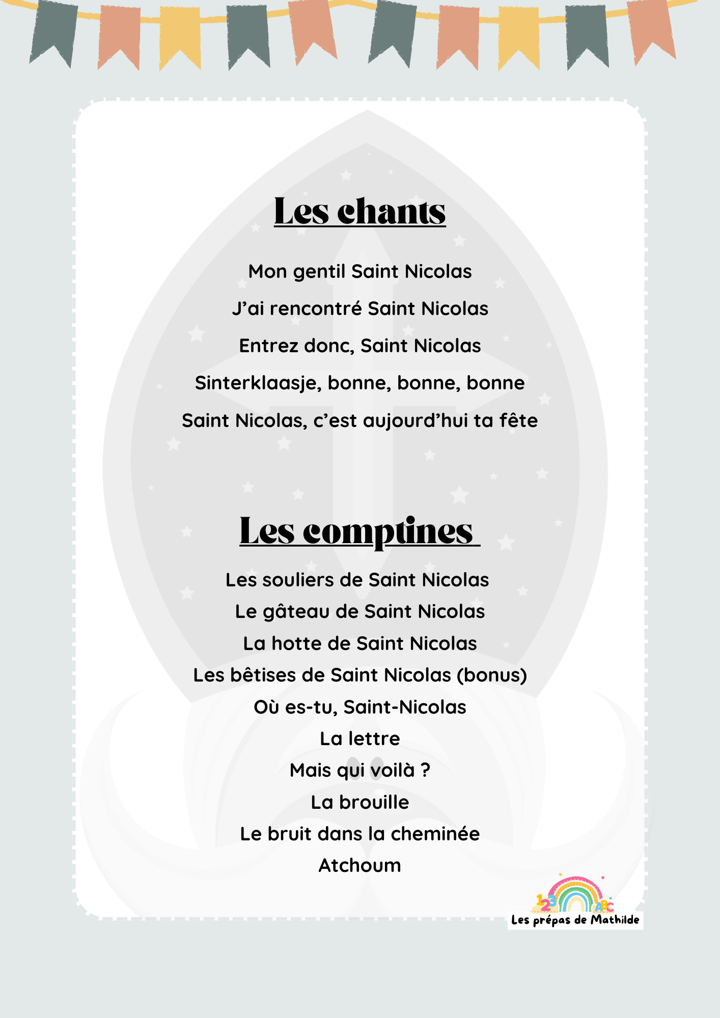 Les chants et comptines de Saint-Nicolas (plus de 200 pages)