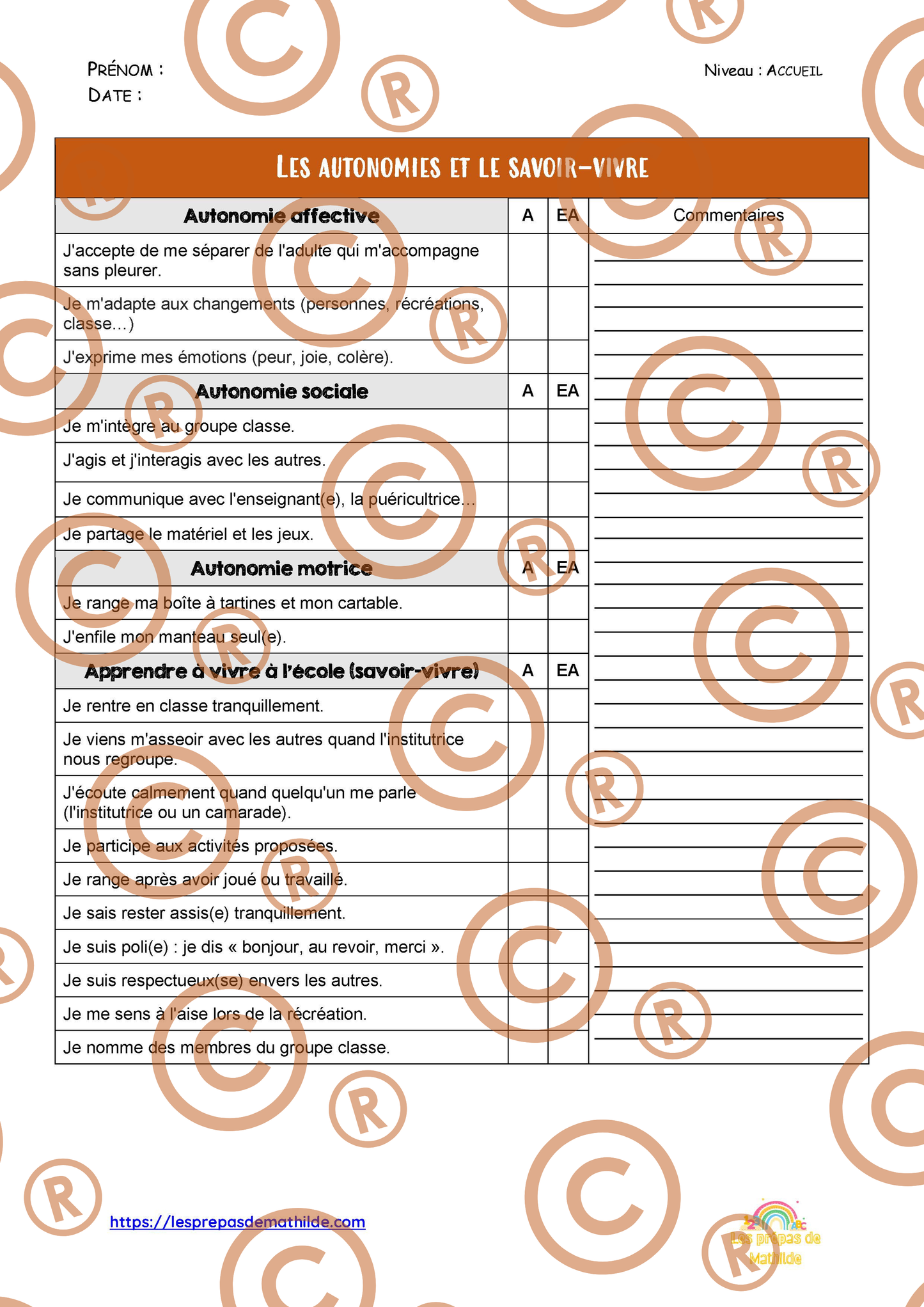 PACK : Les grilles d'observations
