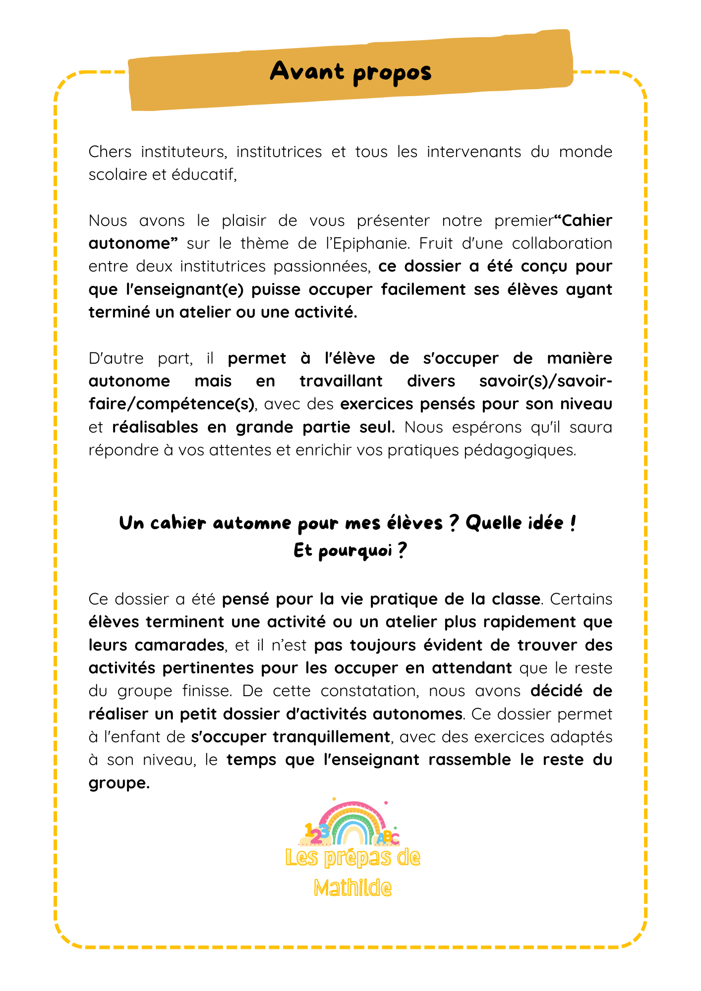 Cahiers autonomes : l'Épiphanie/Galette des rois (Accueil, M1, M2,M3)