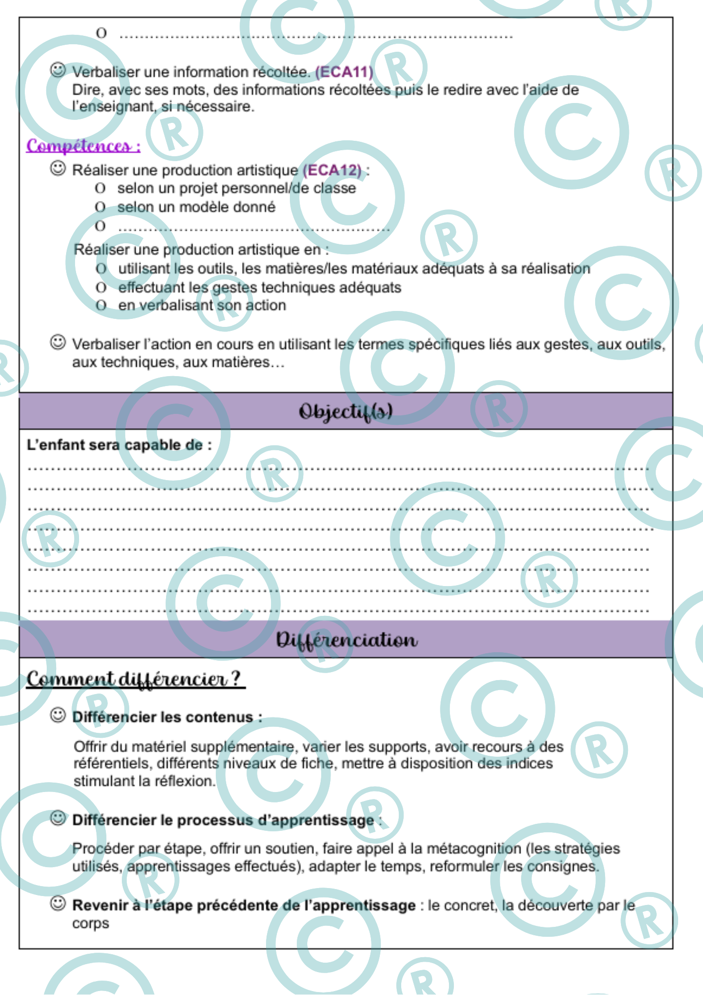 Fiches prépas personnalisables - CECP