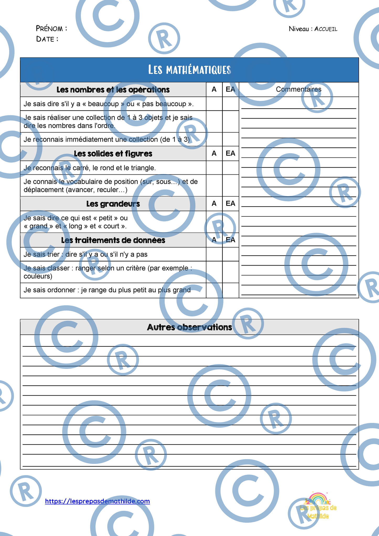 PACK : Les grilles d'observations