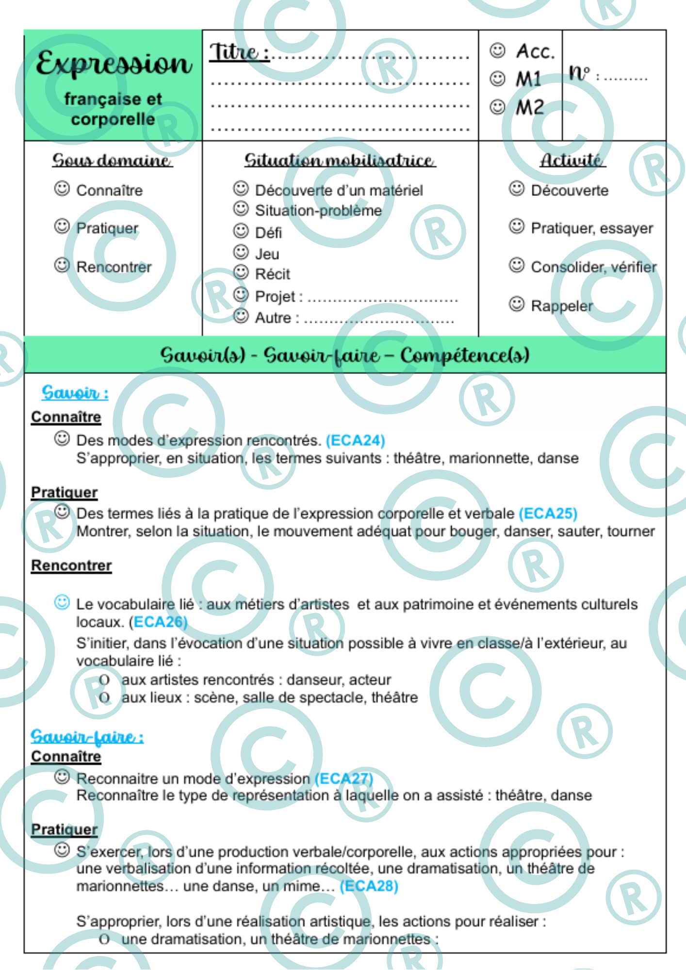 Fiches prépas personnalisables - CECP