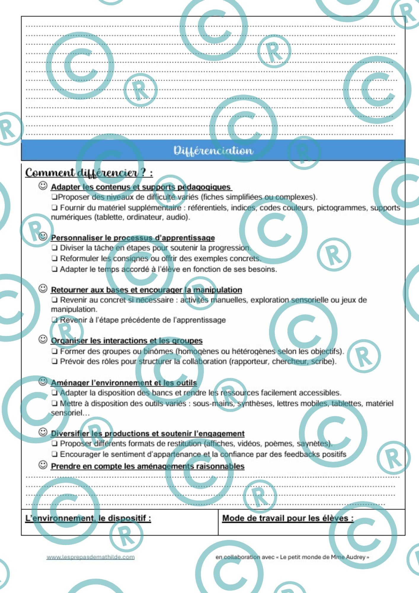 (P5) Fiches prépas personnalisables référentiel des compétences initiales PRIMAIRE WORD/PDF