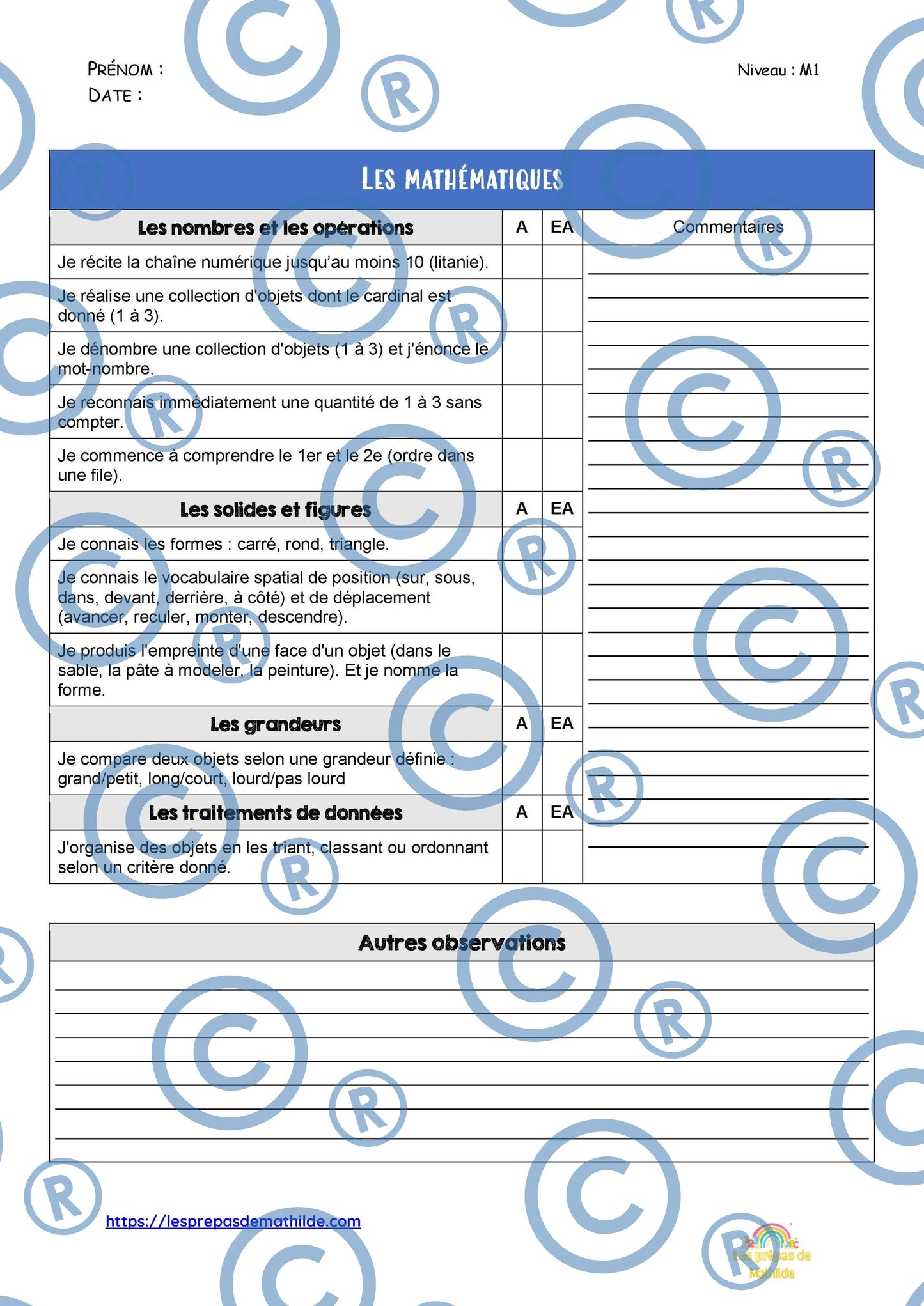 PACK : Les grilles d'observations