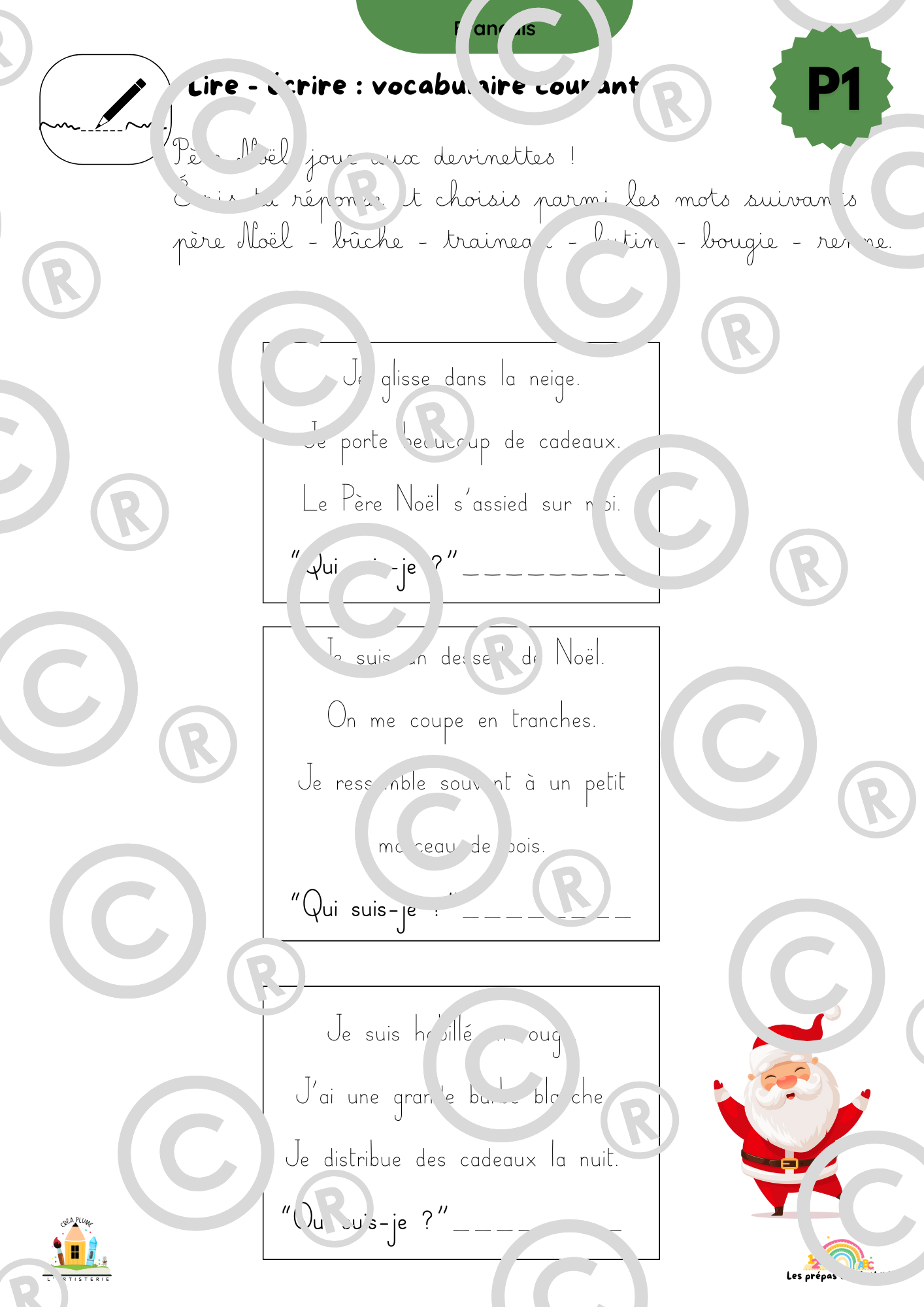 Cahiers autonomes : Noël (Accueil, M1, M2,M3,P1, P2)