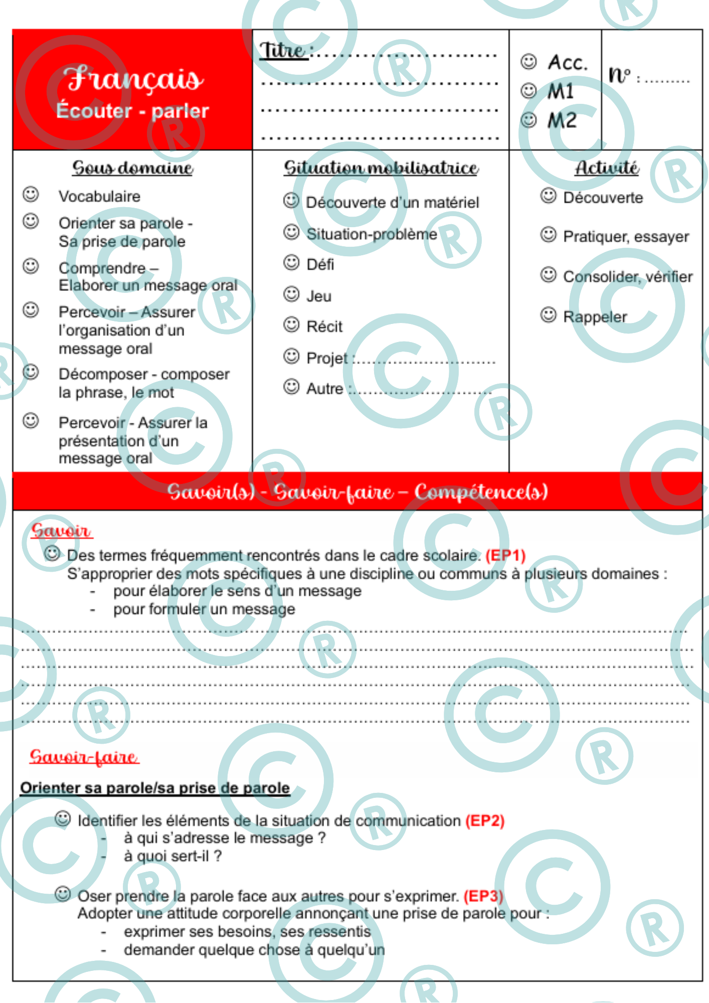 Fiches prépas personnalisables - CECP