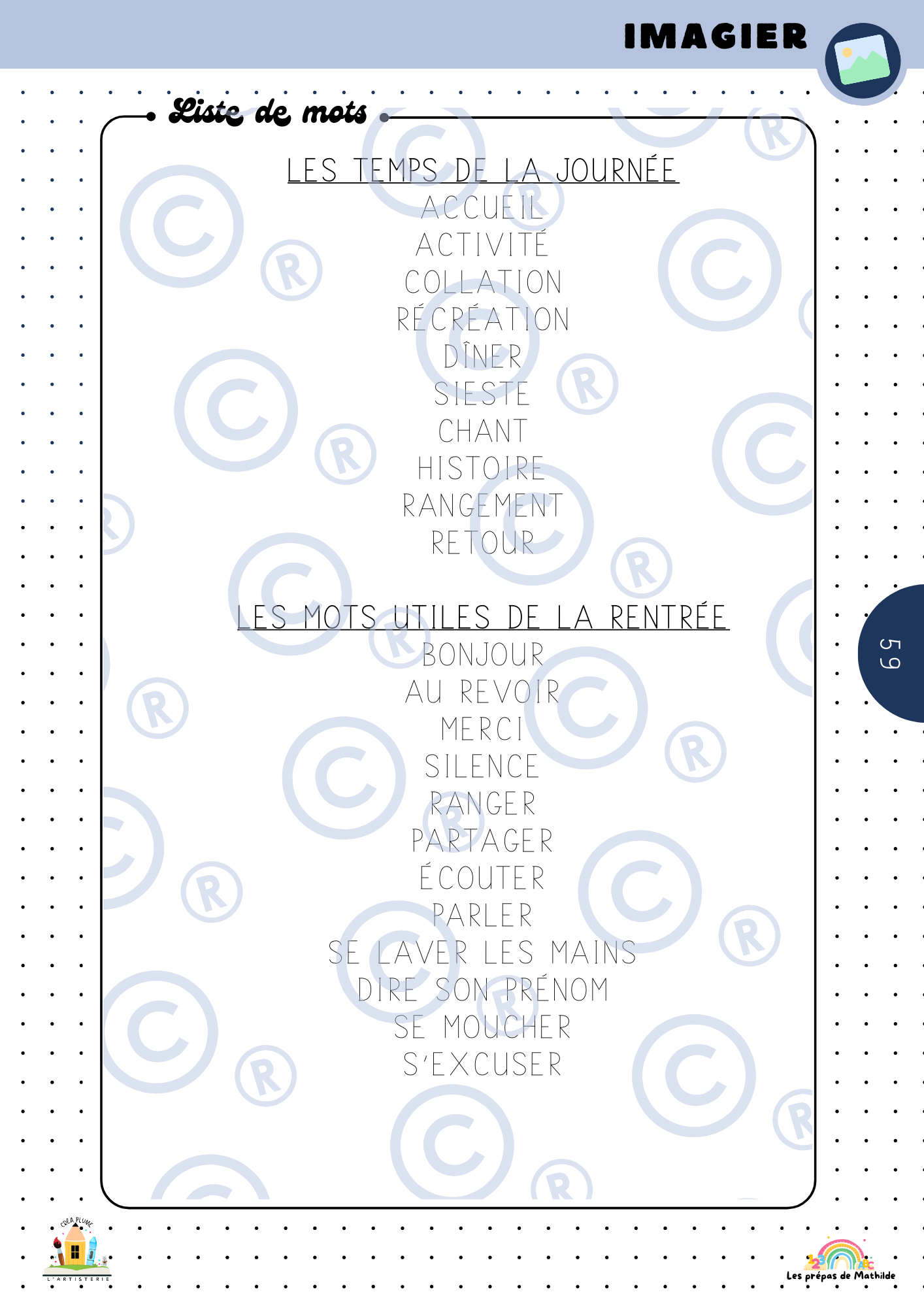 Educatio : l'imagier de la rentrée scolaire (Maternelle / P1-P2)