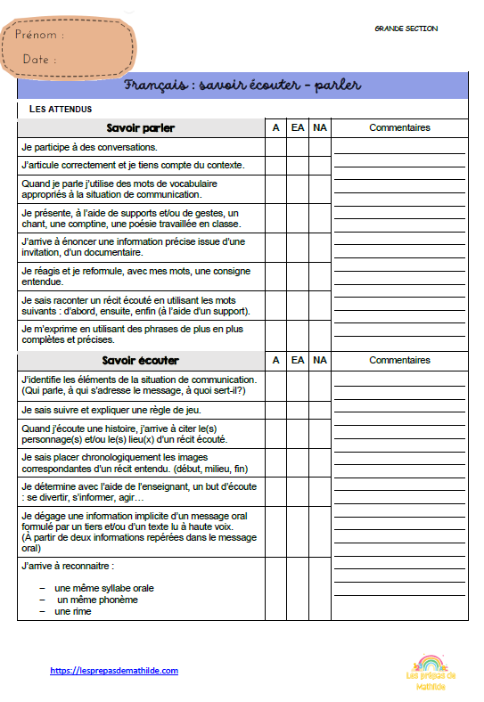 PACK : Les grilles d'observations