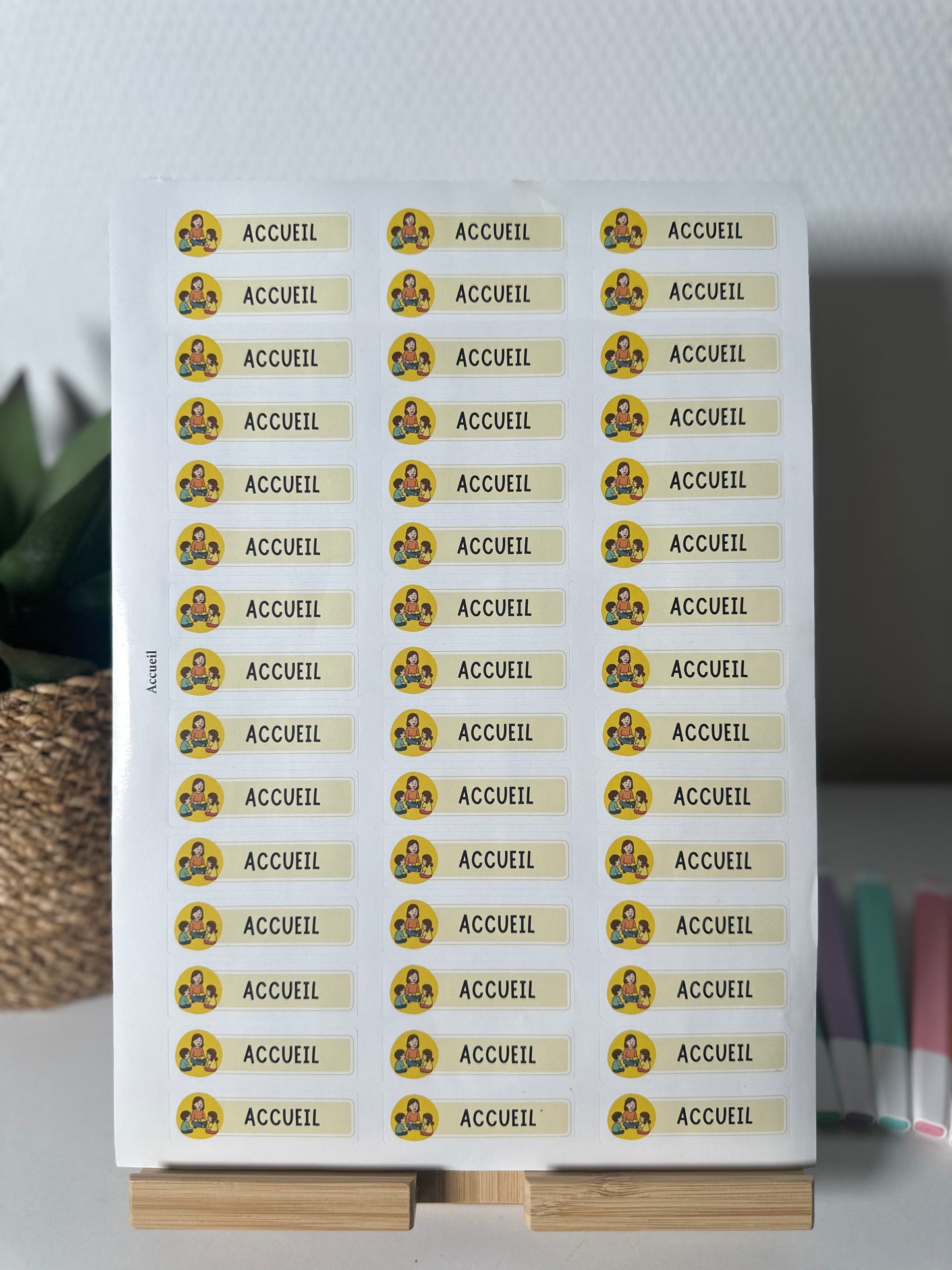 Planche de Stickers maternelle – ACCEUIL (45 stickers)