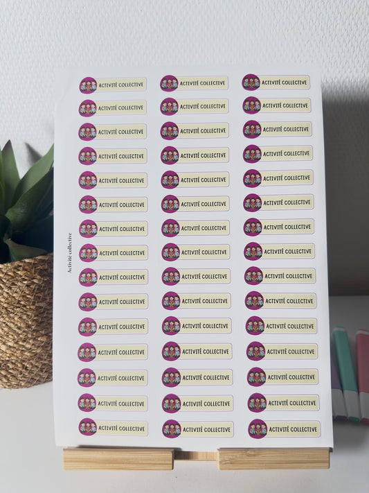 Planche de Stickers maternelle – ACTIVITÉ COLLECTIVE (45 stickers)