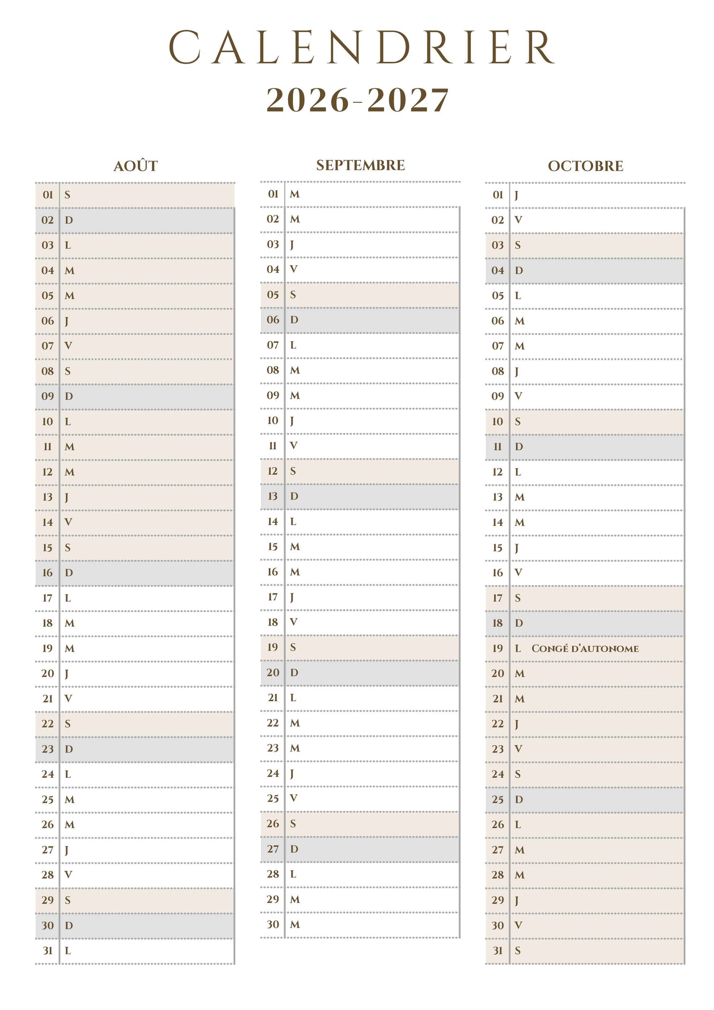 Agenda des Directions 2026/2027 - PDF