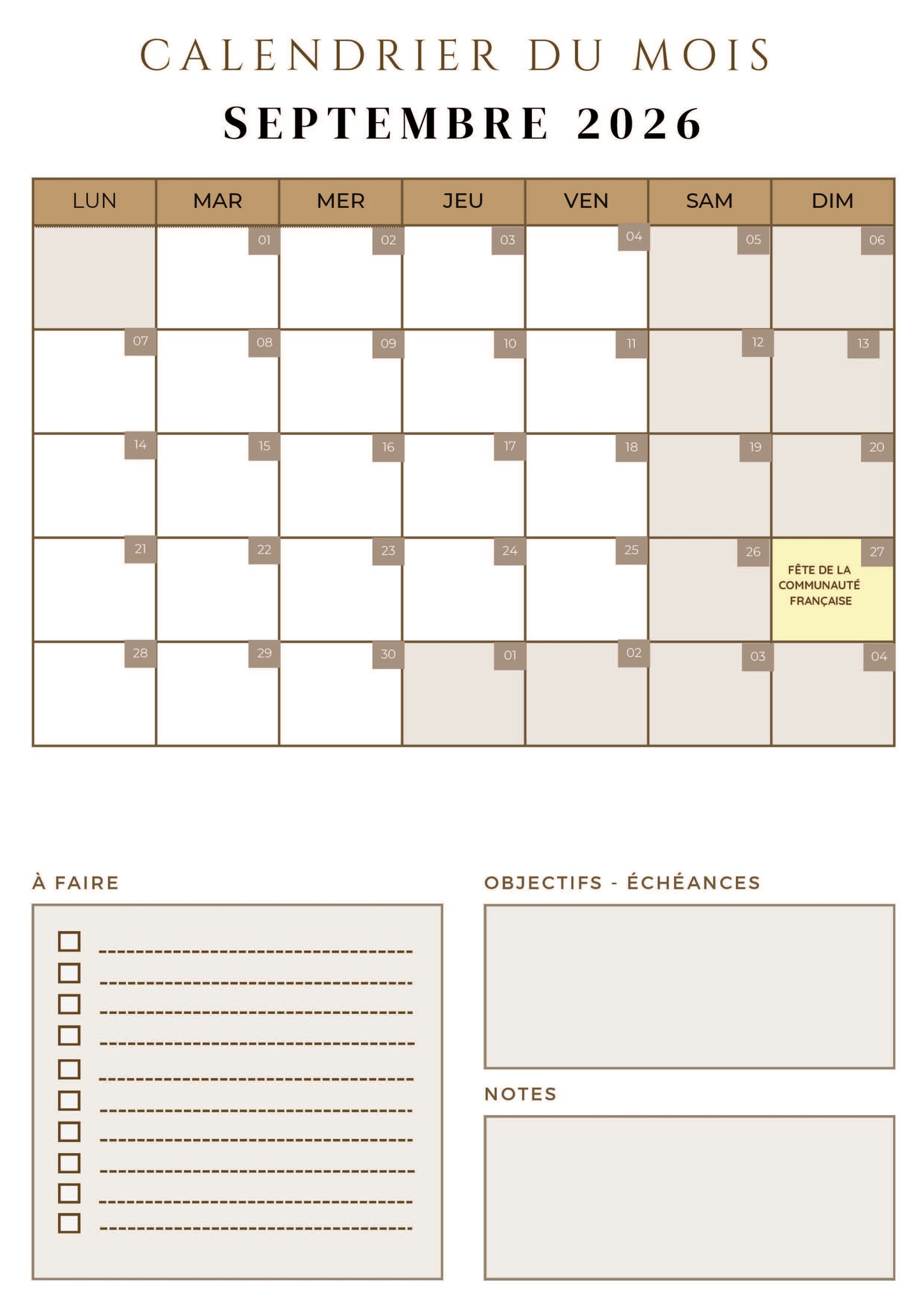 Agenda des Directions 2026/2027 - PDF