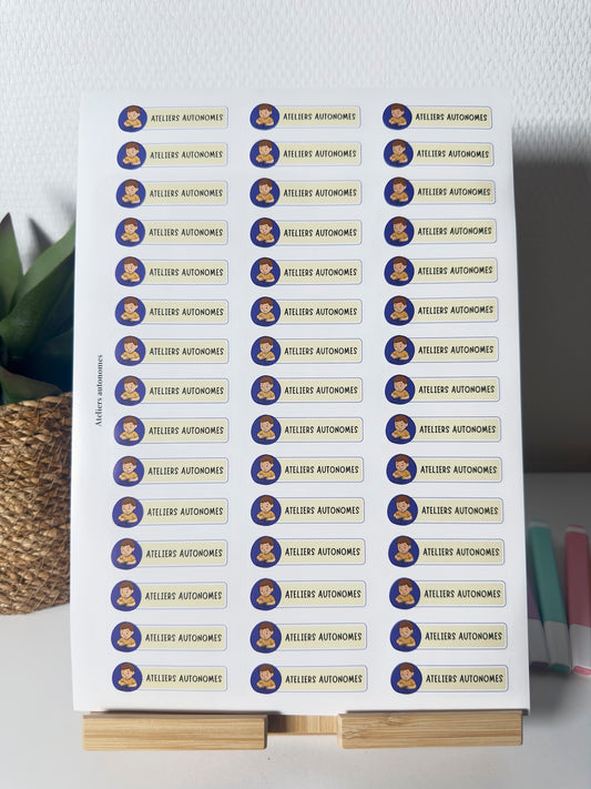 Planche de Stickers maternelle – ATELIERS AUTONOMES (45 stickers)