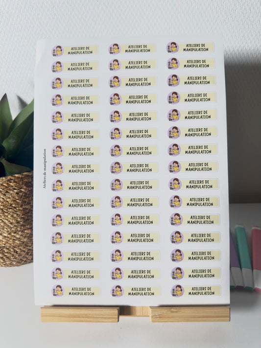 Planche de Stickers maternelle – ATELIERS DE MANIPULATION  (45 stickers)