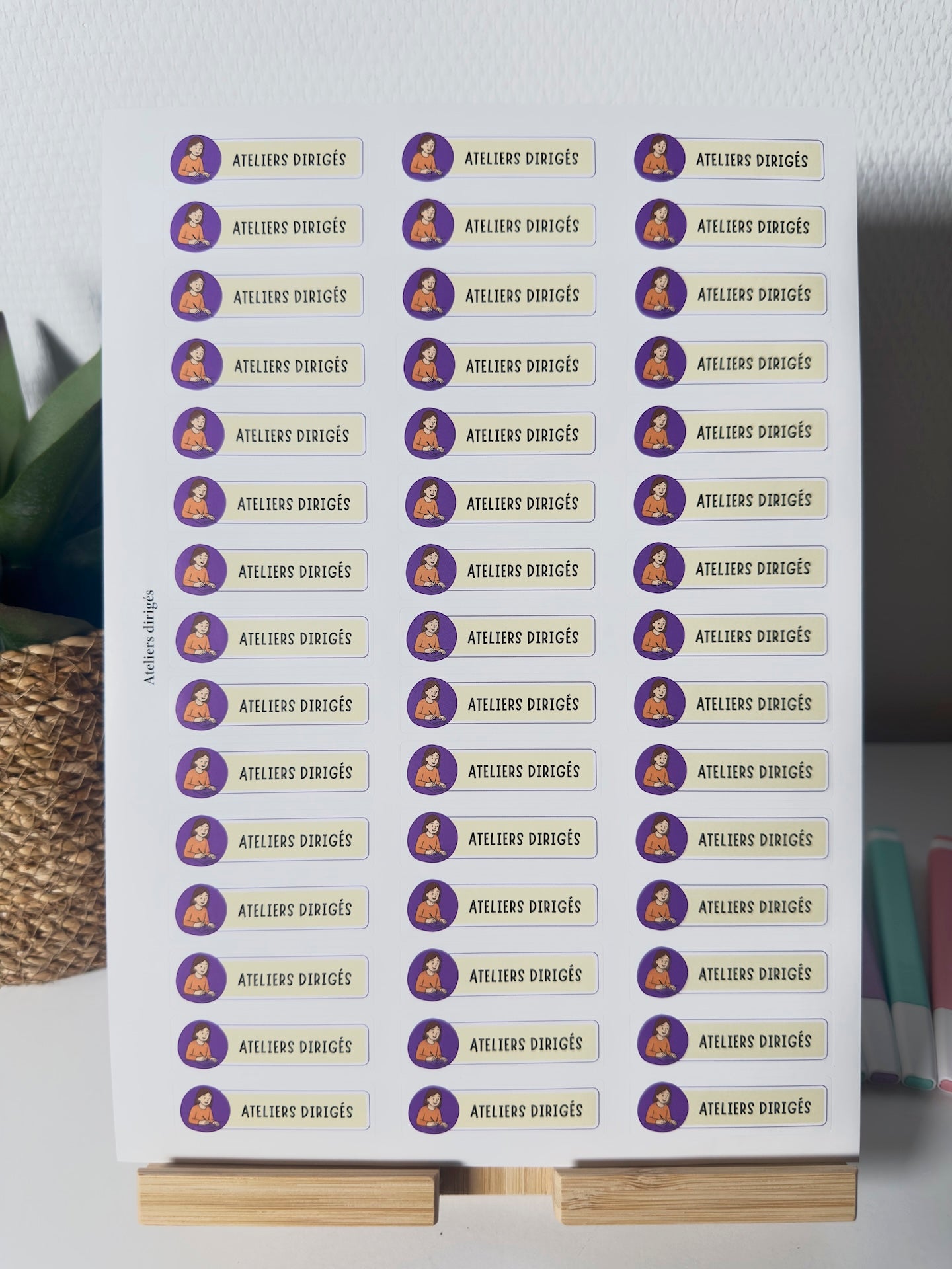 Planche de Stickers maternelle – ATELIERS DIRIGÉS (45 stickers)