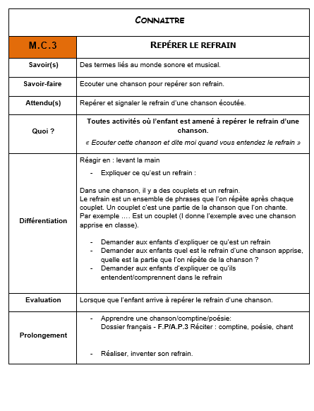 Préparations maternelle en lien avec le référentiel Belge: Pack Expression musicale