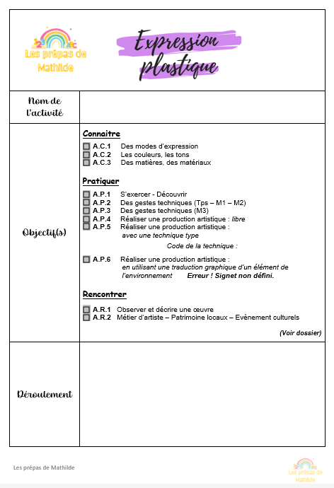 Préparations maternelle en lien avec le référentiel Belge: Pack Expression musicale/plastique/expression