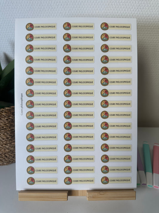 Planche de Stickers primaire – COURS PHILOSOPHIQUE (45 stickers)