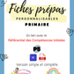 (P5) Fiches prépas personnalisables référentiel des compétences initiales PRIMAIRE WORD/PDF