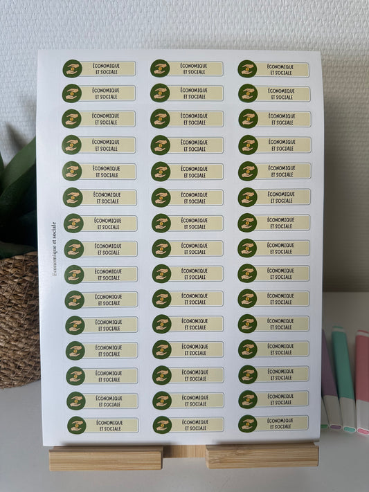 Planche de Stickers primaire – ÉCONOMIQUE ET SOCIALE (45 stickers)