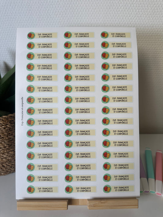Planche de Stickers primaire – EXPRESSION FRANÇAISE ET CORPORELLE (45 stickers)