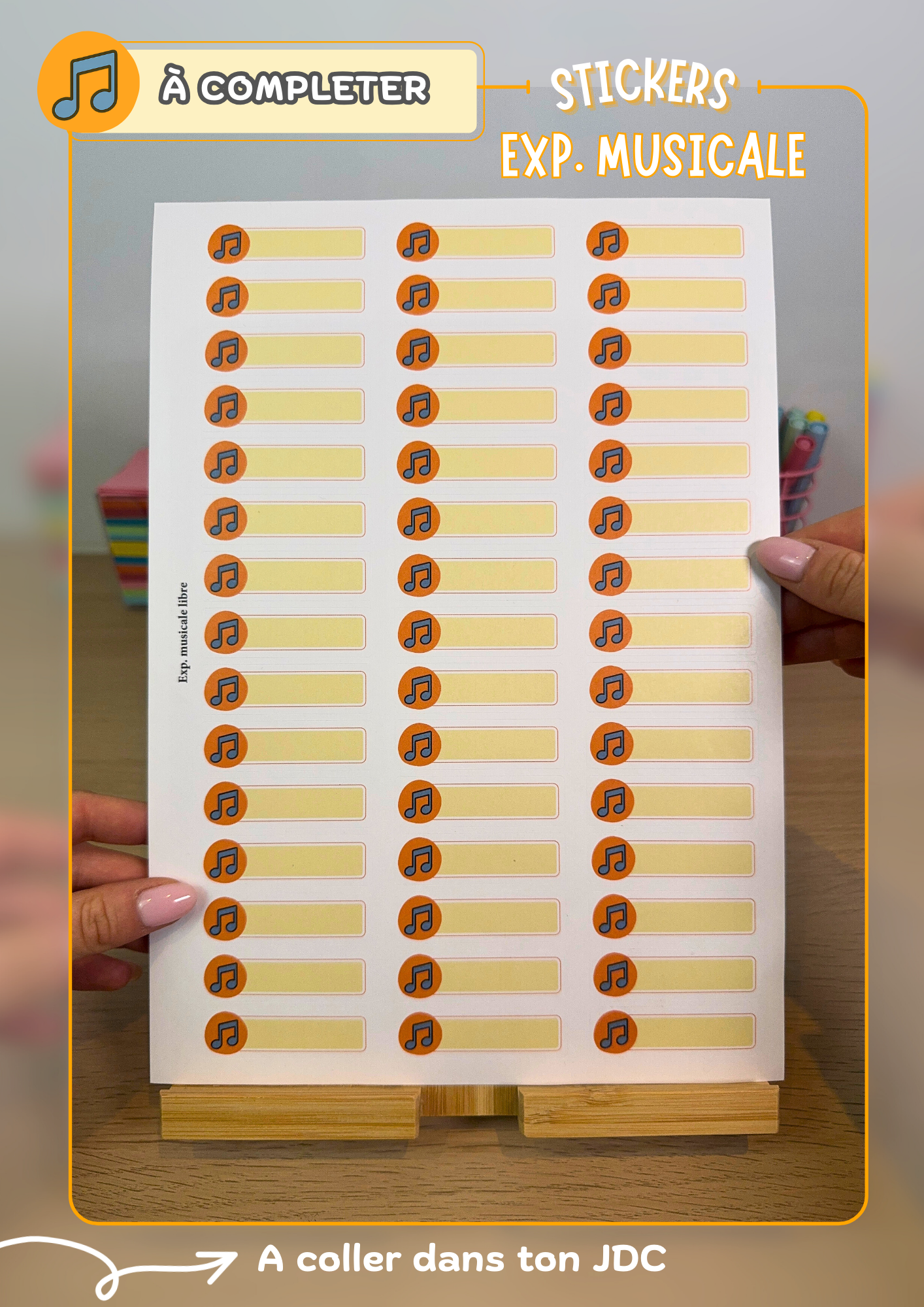 Planche de stickers PERSONNALISABLES "EXP. MUSICALE" (45 Stickers)